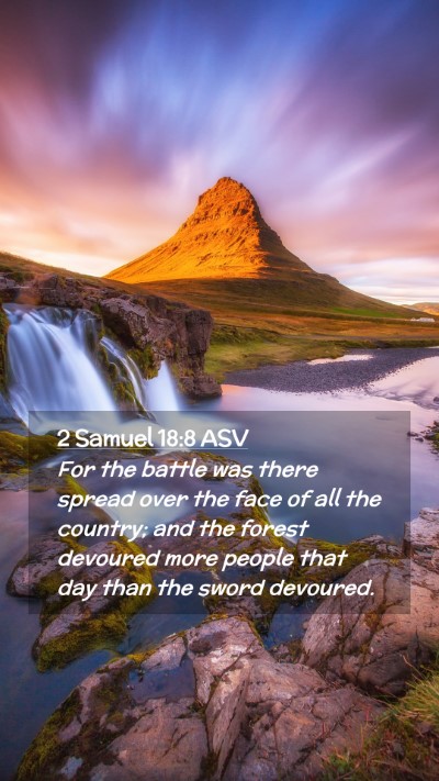 Picture 02 - 2 Samuel 18:8 ASV Mobile Phone Wallpaper - For the battle was there spread over the face of - Mobile Bible Verse Wallpaper