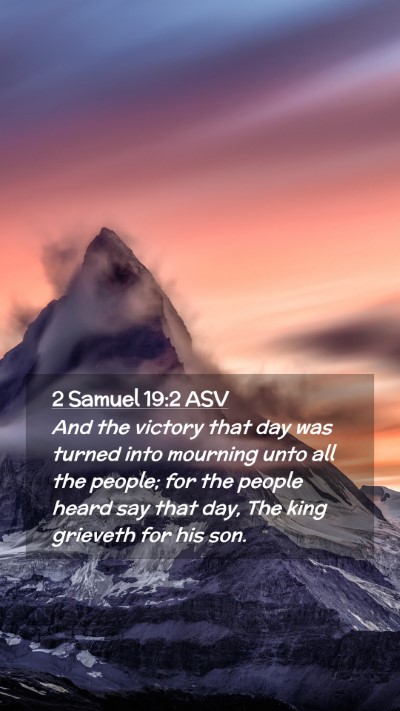 Picture 02 - 2 Samuel 19:2 ASV Mobile Phone Wallpaper - And the victory that day was turned into mourning - Mobile Bible Verse Wallpaper