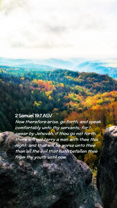 Picture 02 - 2 Samuel 19:7 ASV Mobile Phone Wallpaper - Now therefore arise, go forth, and speak - Mobile Bible Verse Wallpaper