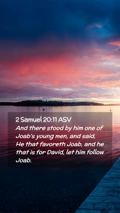 Picture 02 - 2 Samuel 20:11 ASV Mobile Phone Wallpaper - And there stood by him one of Joab's young men, - Mobile Bible Verse Wallpaper