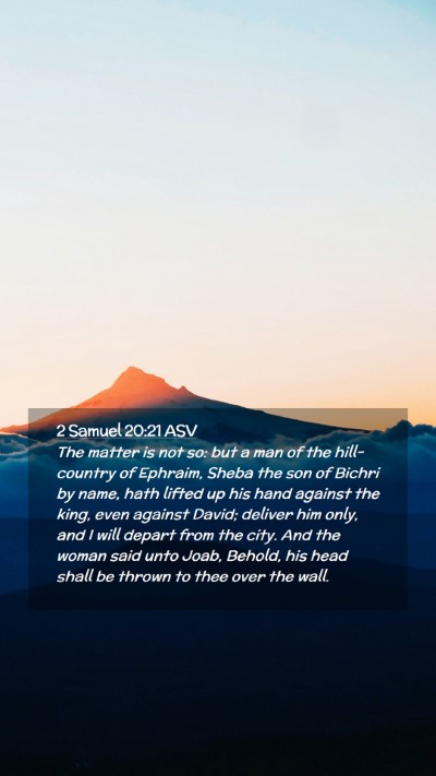 Picture 02 - 2 Samuel 20:21 ASV Mobile Phone Wallpaper - The matter is not so: but a man of the - Mobile Bible Verse Wallpaper