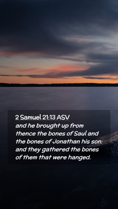 Picture 02 - 2 Samuel 21:13 ASV Mobile Phone Wallpaper - and he brought up from thence the bones of Saul - Mobile Bible Verse Wallpaper