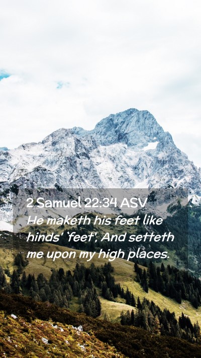 Picture 02 - 2 Samuel 22:34 ASV Mobile Phone Wallpaper - He maketh his feet like hinds' `feet', And - Mobile Bible Verse Wallpaper