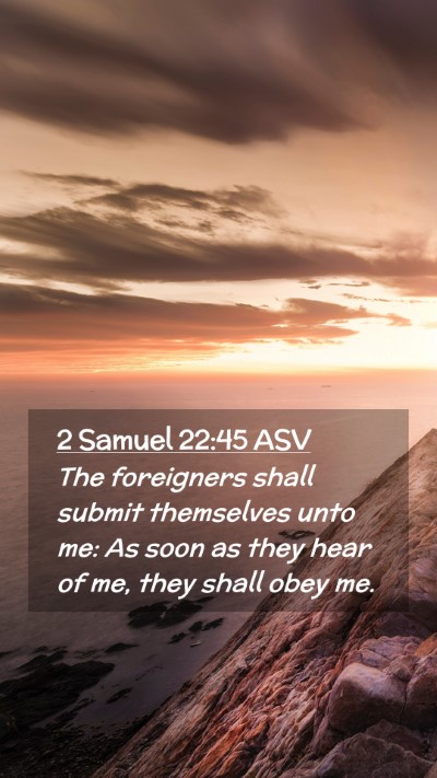 Picture 02 - 2 Samuel 22:45 ASV Mobile Phone Wallpaper - The foreigners shall submit themselves unto me: - Mobile Bible Verse Wallpaper