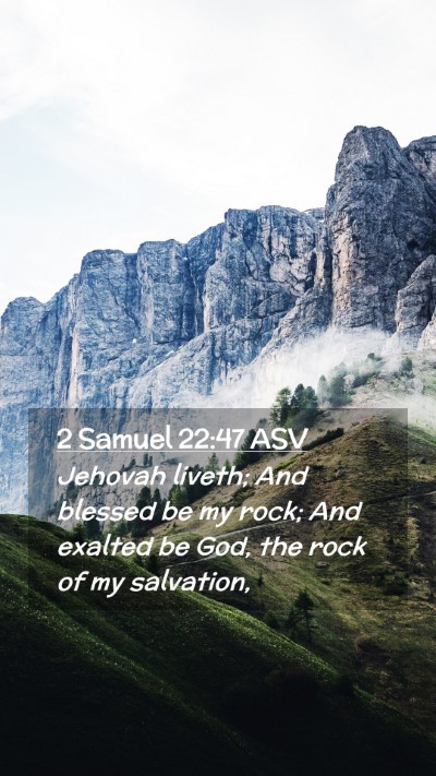 Picture 02 - 2 Samuel 22:47 ASV Mobile Phone Wallpaper - Jehovah liveth; And blessed be my rock; And - Mobile Bible Verse Wallpaper