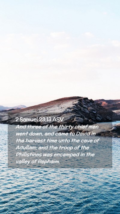 Picture 02 - 2 Samuel 23:13 ASV Mobile Phone Wallpaper - And three of the thirty chief men went down, and - Mobile Bible Verse Wallpaper
