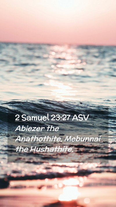 Picture 02 - 2 Samuel 23:27 ASV Mobile Phone Wallpaper - Abiezer the Anathothite, Mebunnai the - Mobile Bible Verse Wallpaper