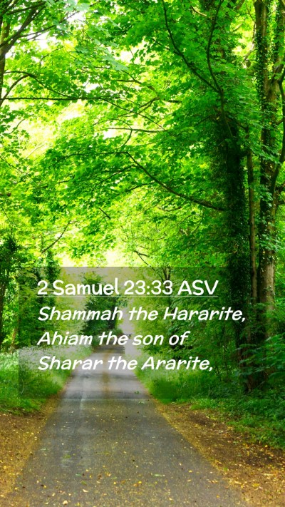Picture 02 - 2 Samuel 23:33 ASV Mobile Phone Wallpaper - Shammah the Hararite, Ahiam the son of Sharar the - Mobile Bible Verse Wallpaper