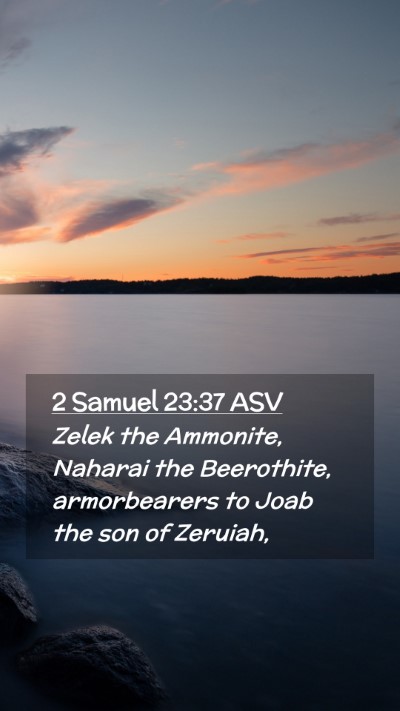 Picture 02 - 2 Samuel 23:37 ASV Mobile Phone Wallpaper - Zelek the Ammonite, Naharai the Beerothite, - Mobile Bible Verse Wallpaper