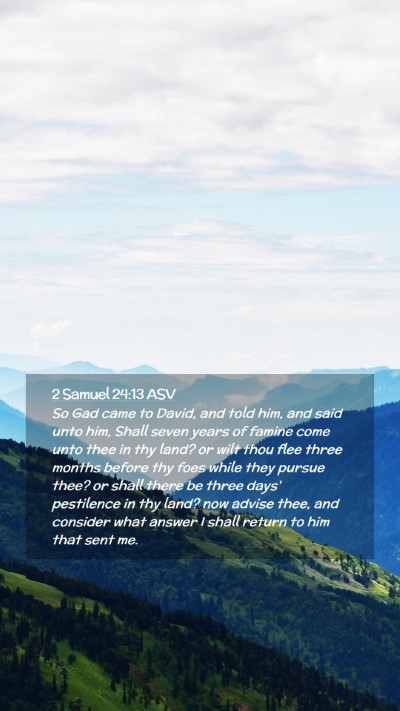 Picture 02 - 2 Samuel 24:13 ASV Mobile Phone Wallpaper - So Gad came to David, and told him, and said unto - Mobile Bible Verse Wallpaper
