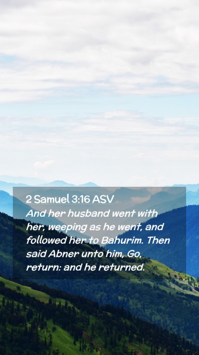 Picture 02 - 2 Samuel 3:16 ASV Mobile Phone Wallpaper - And her husband went with her, weeping as he - Mobile Bible Verse Wallpaper