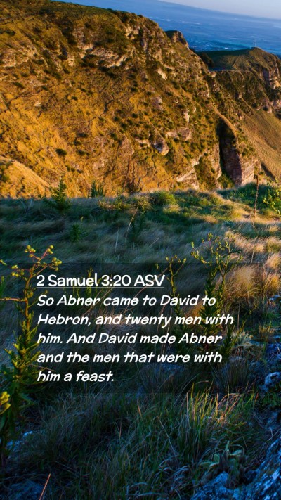 Picture 02 - 2 Samuel 3:20 ASV Mobile Phone Wallpaper - So Abner came to David to Hebron, and twenty men - Mobile Bible Verse Wallpaper