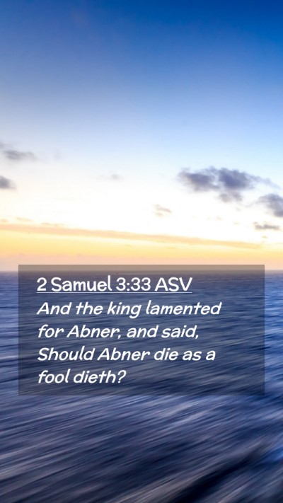 Picture 02 - 2 Samuel 3:33 ASV Mobile Phone Wallpaper - And the king lamented for Abner, and said, Should - Mobile Bible Verse Wallpaper