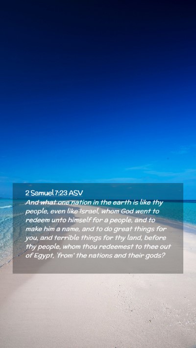 Picture 02 - 2 Samuel 7:23 ASV Mobile Phone Wallpaper - And what one nation in the earth is like thy - Mobile Bible Verse Wallpaper