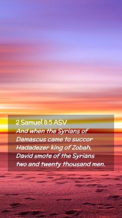 Picture 02 - 2 Samuel 8:5 ASV Mobile Phone Wallpaper - And when the Syrians of Damascus came to succor - Mobile Bible Verse Wallpaper