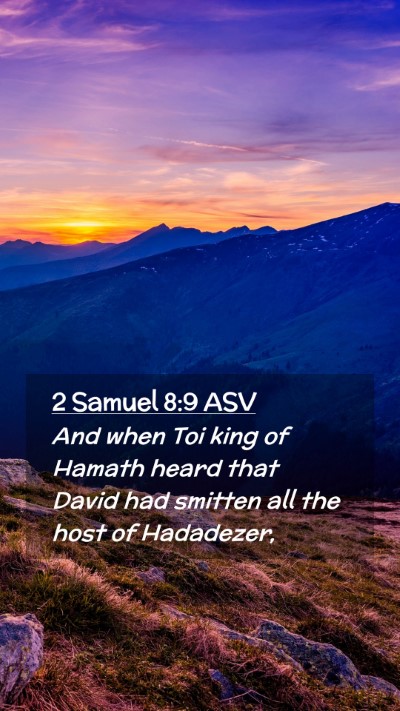 Picture 02 - 2 Samuel 8:9 ASV Mobile Phone Wallpaper - And when Toi king of Hamath heard that David had - Mobile Bible Verse Wallpaper