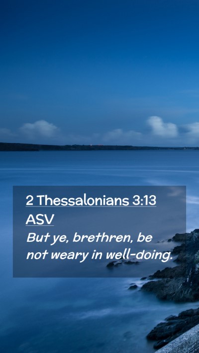 Picture 02 - 2 Thessalonians 3:13 ASV Mobile Phone Wallpaper - But ye, brethren, be not weary in - Mobile Bible Verse Wallpaper