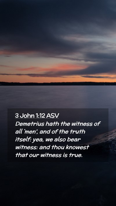 Picture 02 - 3 John 1:12 ASV Mobile Phone Wallpaper - Demetrius hath the witness of all `men', and of - Mobile Bible Verse Wallpaper