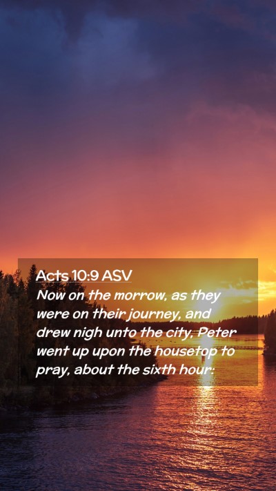 Picture 02 - Acts 10:9 ASV Mobile Phone Wallpaper - Now on the morrow, as they were on their journey, - Mobile Bible Verse Wallpaper
