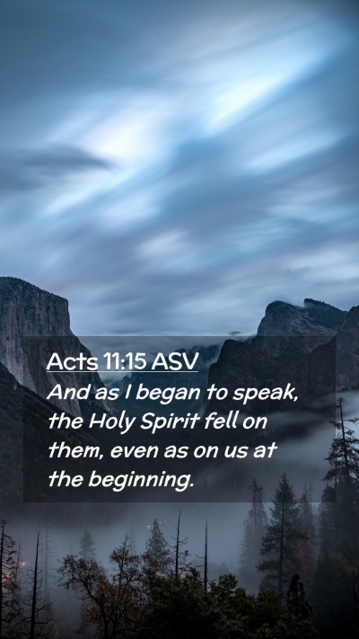 Picture 02 - Acts 11:15 ASV Mobile Phone Wallpaper - And as I began to speak, the Holy Spirit fell on - Mobile Bible Verse Wallpaper
