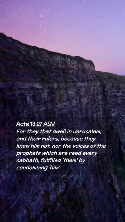 Picture 02 - Acts 13:27 ASV Mobile Phone Wallpaper - For they that dwell in Jerusalem, and their - Mobile Bible Verse Wallpaper