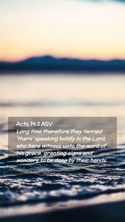 Picture 02 - Acts 14:3 ASV Mobile Phone Wallpaper - Long time therefore they tarried `there' speaking - Mobile Bible Verse Wallpaper