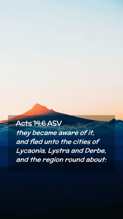 Picture 02 - Acts 14:6 ASV Mobile Phone Wallpaper - they became aware of it, and fled unto the cities - Mobile Bible Verse Wallpaper