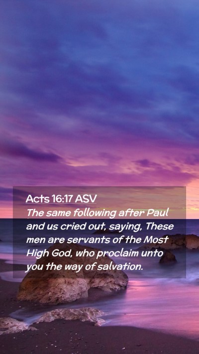 Picture 02 - Acts 16:17 ASV Mobile Phone Wallpaper - The same following after Paul and us cried out, - Mobile Bible Verse Wallpaper