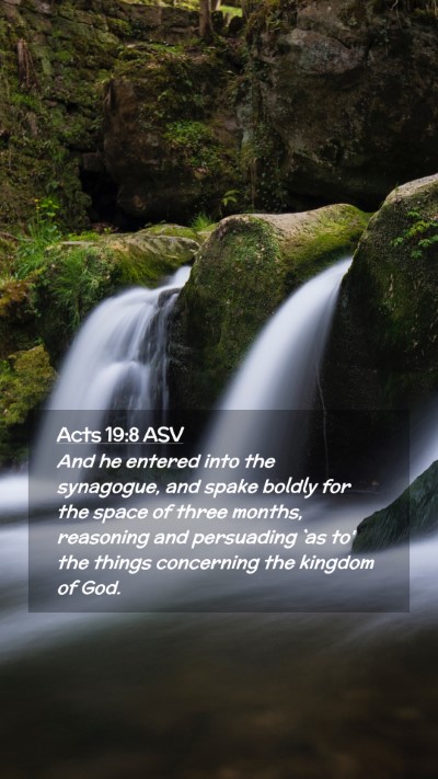 Picture 02 - Acts 19:8 ASV Mobile Phone Wallpaper - And he entered into the synagogue, and spake - Mobile Bible Verse Wallpaper