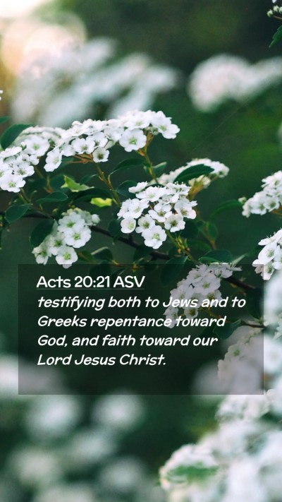 Picture 02 - Acts 20:21 ASV Mobile Phone Wallpaper - testifying both to Jews and to Greeks repentance - Mobile Bible Verse Wallpaper
