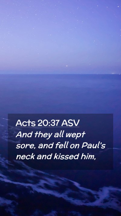Picture 02 - Acts 20:37 ASV Mobile Phone Wallpaper - And they all wept sore, and fell on Paul's neck - Mobile Bible Verse Wallpaper