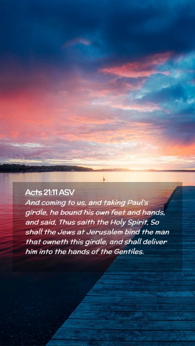 Picture 02 - Acts 21:11 ASV Mobile Phone Wallpaper - And coming to us, and taking Paul's girdle, he - Mobile Bible Verse Wallpaper