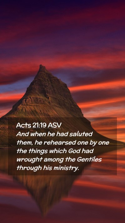 Picture 02 - Acts 21:19 ASV Mobile Phone Wallpaper - And when he had saluted them, he rehearsed one by - Mobile Bible Verse Wallpaper