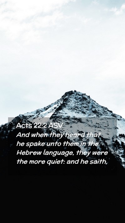 Picture 02 - Acts 22:2 ASV Mobile Phone Wallpaper - And when they heard that he spake unto them in - Mobile Bible Verse Wallpaper