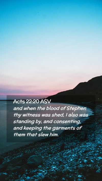 Picture 02 - Acts 22:20 ASV Mobile Phone Wallpaper - and when the blood of Stephen thy witness was - Mobile Bible Verse Wallpaper
