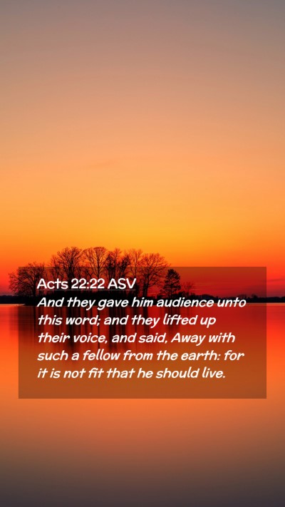 Picture 02 - Acts 22:22 ASV Mobile Phone Wallpaper - And they gave him audience unto this word; and - Mobile Bible Verse Wallpaper