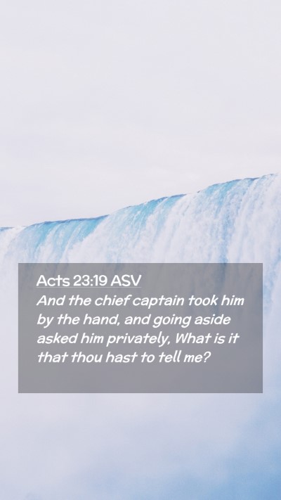 Picture 02 - Acts 23:19 ASV Mobile Phone Wallpaper - And the chief captain took him by the hand, and - Mobile Bible Verse Wallpaper
