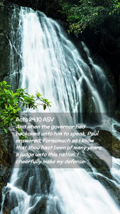 Picture 02 - Acts 24:10 ASV Mobile Phone Wallpaper - And when the governor had beckoned unto him to - Mobile Bible Verse Wallpaper