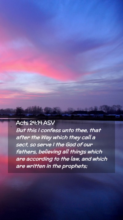 Picture 02 - Acts 24:14 ASV Mobile Phone Wallpaper - But this I confess unto thee, that after the Way - Mobile Bible Verse Wallpaper