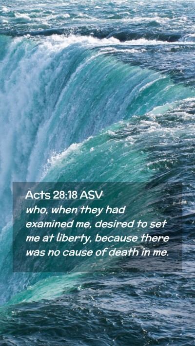 Picture 02 - Acts 28:18 ASV Mobile Phone Wallpaper - who, when they had examined me, desired to set me - Mobile Bible Verse Wallpaper