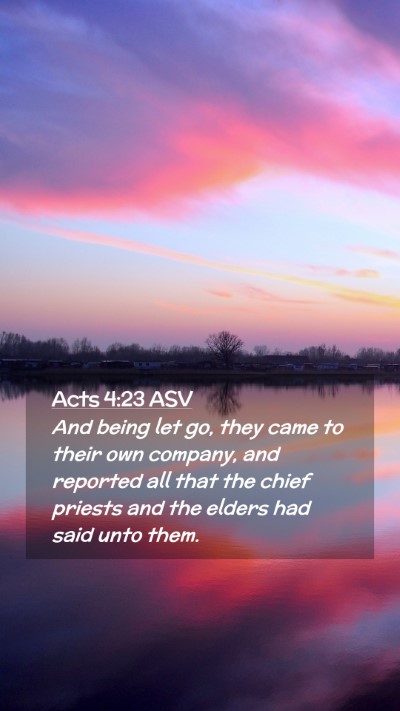 Picture 02 - Acts 4:23 ASV Mobile Phone Wallpaper - And being let go, they came to their own company, - Mobile Bible Verse Wallpaper