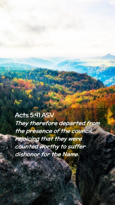 Picture 02 - Acts 5:41 ASV Mobile Phone Wallpaper - They therefore departed from the presence of the - Mobile Bible Verse Wallpaper