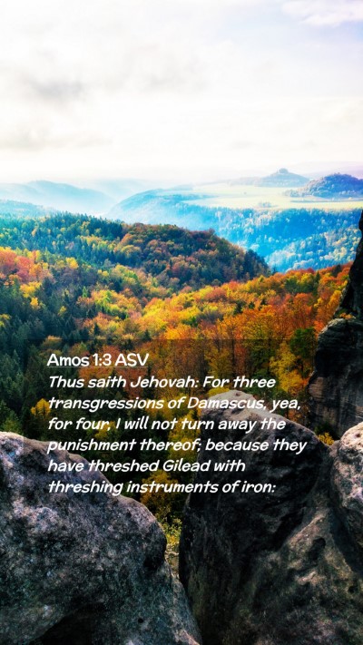 Picture 02 - Amos 1:3 ASV Mobile Phone Wallpaper - Thus saith Jehovah: For three transgressions of - Mobile Bible Verse Wallpaper