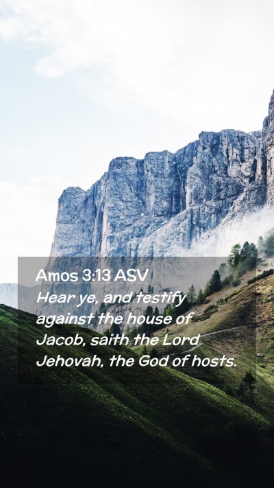Picture 02 - Amos 3:13 ASV Mobile Phone Wallpaper - Hear ye, and testify against the house of Jacob, - Mobile Bible Verse Wallpaper