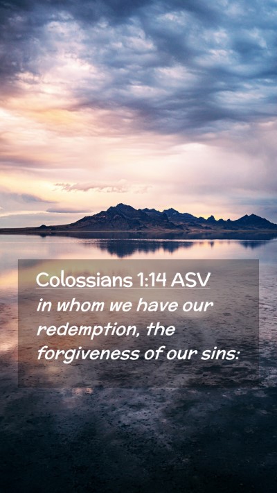 Picture 02 - Colossians 1:14 ASV Mobile Phone Wallpaper - in whom we have our redemption, the forgiveness - Mobile Bible Verse Wallpaper