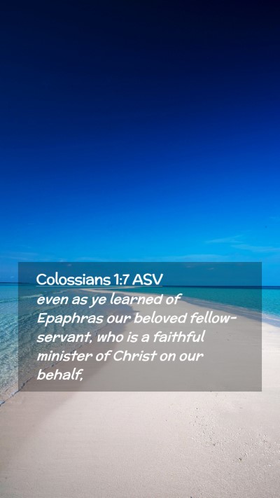 Picture 02 - Colossians 1:7 ASV Mobile Phone Wallpaper - even as ye learned of Epaphras our beloved - Mobile Bible Verse Wallpaper