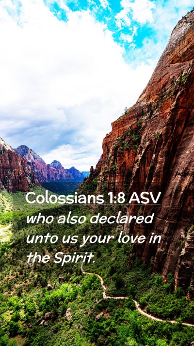 Picture 02 - Colossians 1:8 ASV Mobile Phone Wallpaper - who also declared unto us your love in the - Mobile Bible Verse Wallpaper