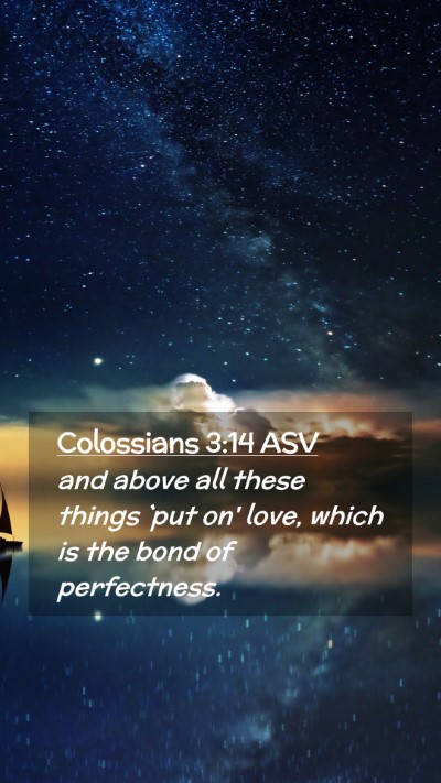 Picture 02 - Colossians 3:14 ASV Mobile Phone Wallpaper - and above all these things `put on' love, which - Mobile Bible Verse Wallpaper