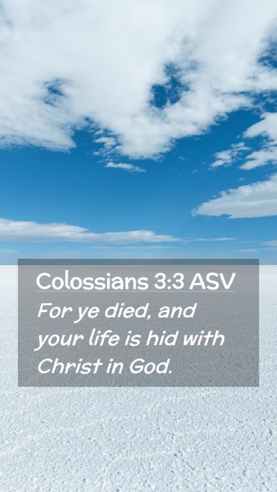 Picture 02 - Colossians 3:3 ASV Mobile Phone Wallpaper - For ye died, and your life is hid with Christ in - Mobile Bible Verse Wallpaper