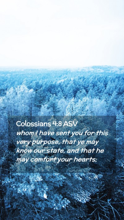 Picture 02 - Colossians 4:8 ASV Mobile Phone Wallpaper - whom I have sent you for this very purpose, that - Mobile Bible Verse Wallpaper